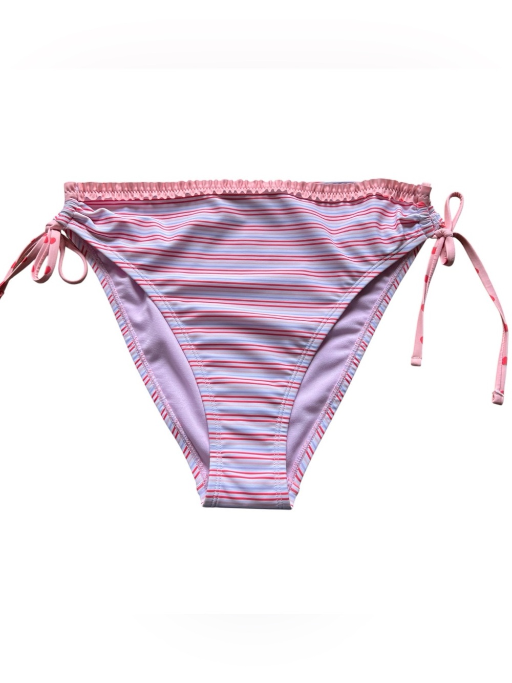 Ninety Pink & Lavender Striped Side-Tie Bikini Bottoms